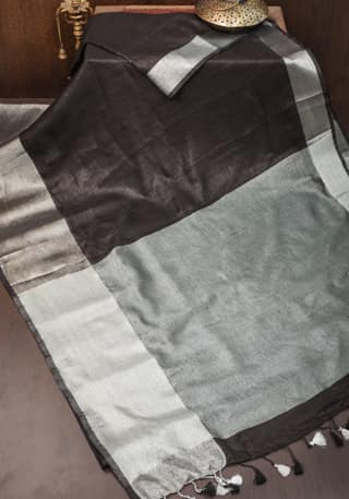 Black Linen by Linen Saree with Wide Border