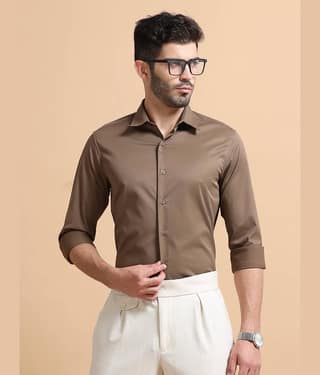 Paul Street Polyester Slim Fit Solids Full Sleeves Men's Casual Shirt - Mauve ( Pack of 1 )