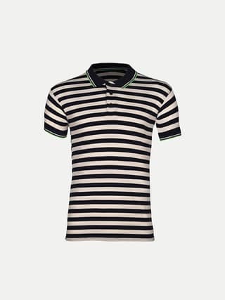 Mens Black Fashion Striped Cotton Polo T-shirt