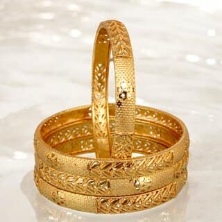 18k One Gram Gold Plated Traditional Designer Pack of 4 Bangle Set For Women