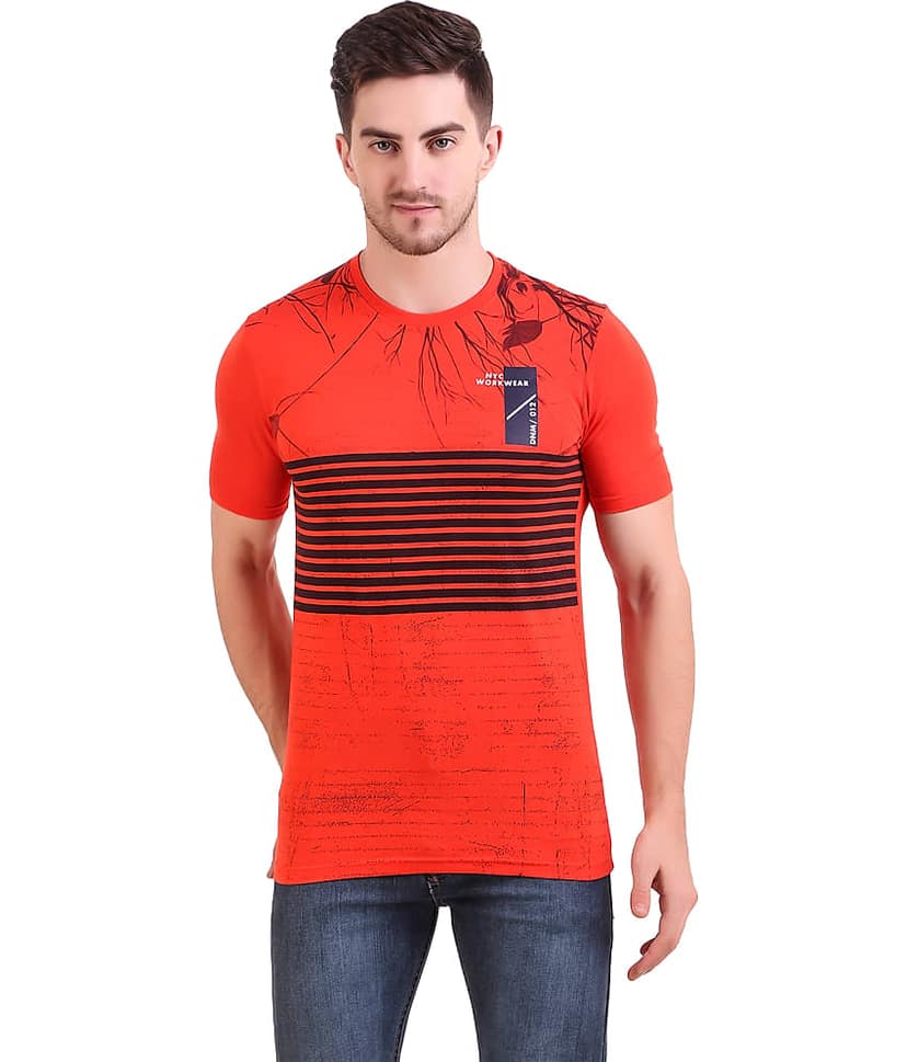 Bravezi Pack of 1 Cotton Blend Slim Fit Men's T-Shirt ( Red )