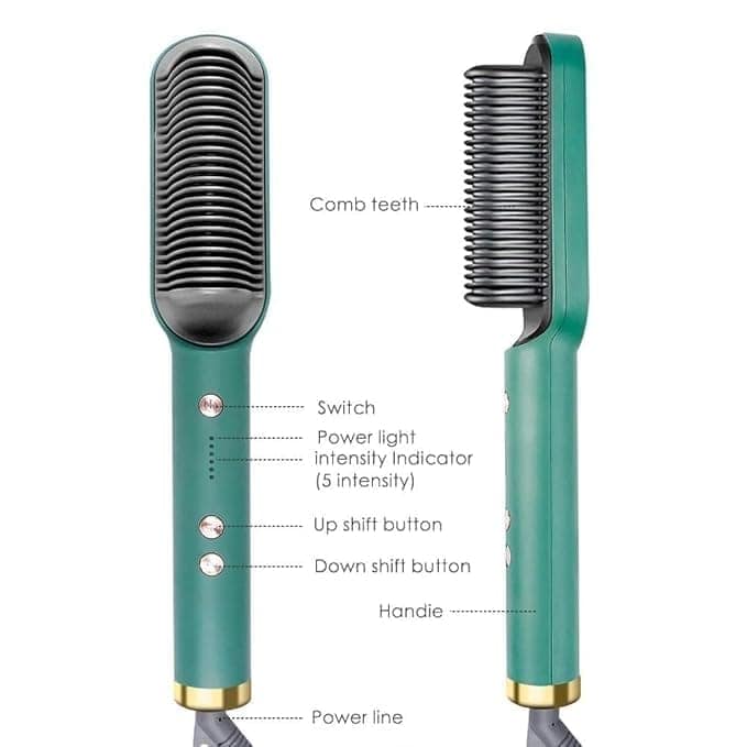 2 in 1 Ceramic Hair Straightener Brush for Women, Fast Straightening Comb Electric Hot with 30s Heating, Ionic Care, 5 Heat Settings, No Damage ( Multicolour ) ( 1 Pcs ) view 3