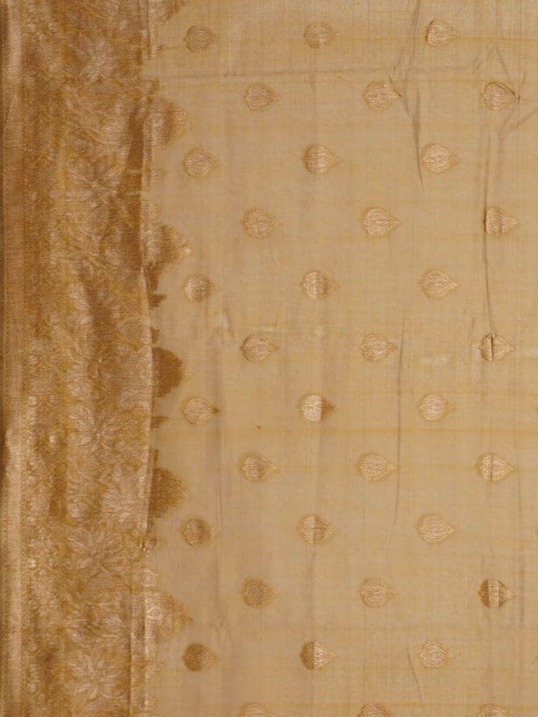 Mustard Linen Saree With Foil Print view 4