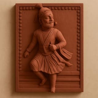 Handcrafted Terracotta Shivaji Maharaj Wall Art Sculpture - Maratha Warrior Relief