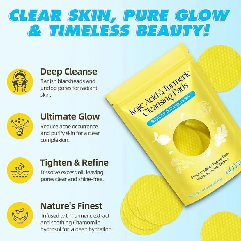 Kojic Acid & Turmeric Cleansing Pads for Enhanced Glow & Improved Texture - 60 Count view 4