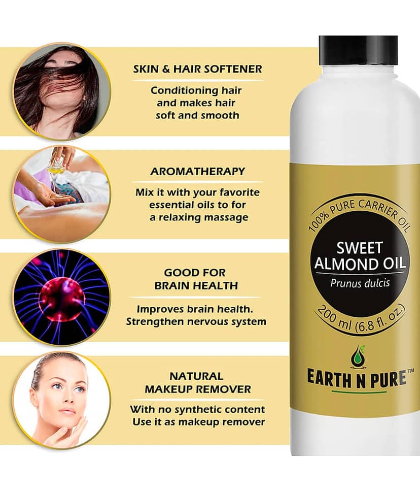 Earth N Pure - Sweet almond Essential Oil 200 mL ( Pack of 1 ) view 2