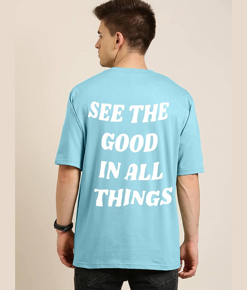 Faltu.co Pack of 1 Cotton Oversized Fit Men's T-Shirt ( Sky Blue )