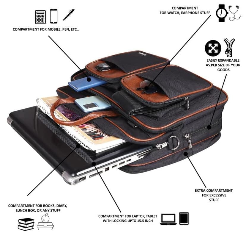 LOREM 28L Messenger Bag For Men - Faux Leather view 5