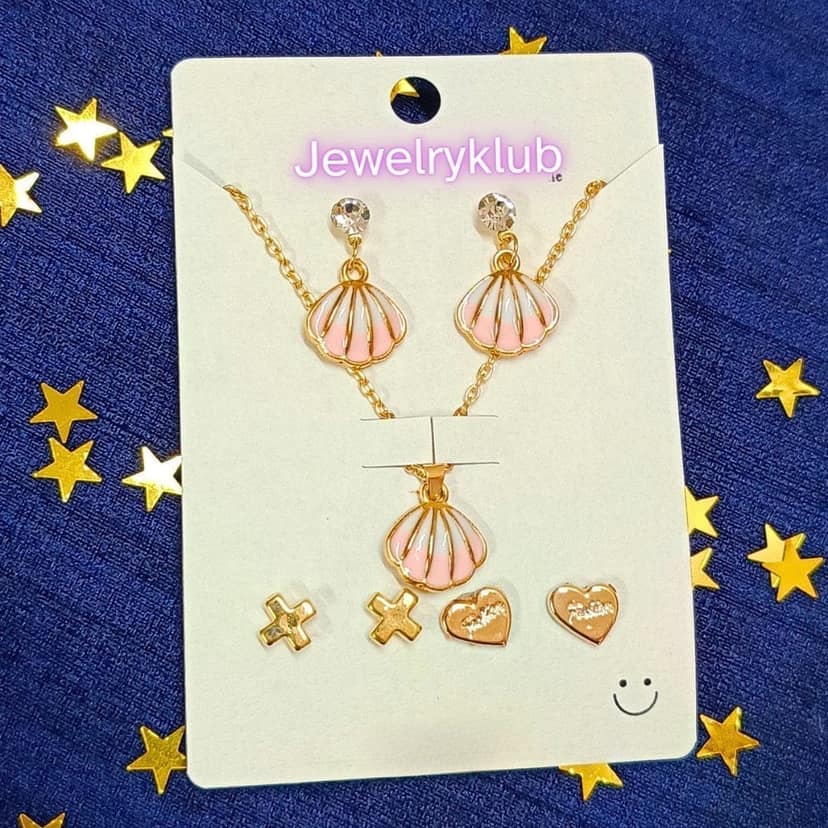 Jewelryklub Gold Plated Jewelry Set Combo Of 1 Pendant Chain Necklace + 3 Pairs Stud Earrings For Women and Girls (Design C) view 3