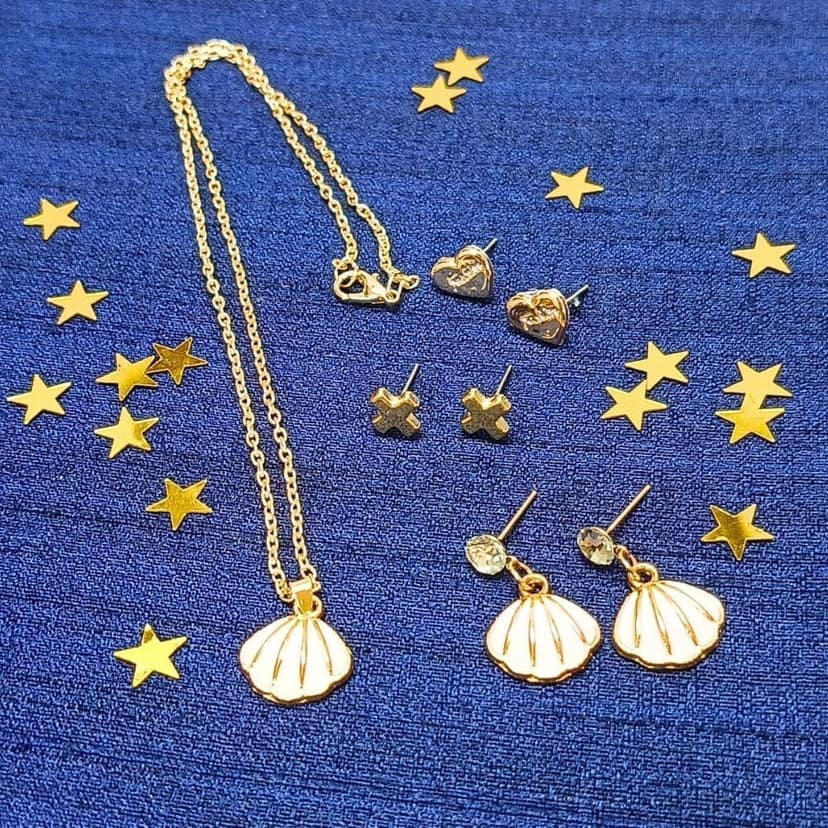 Jewelryklub Gold Plated Jewelry Set Combo Of 1 Pendant Chain Necklace + 3 Pairs Stud Earrings For Women and Girls (Design C) view 4
