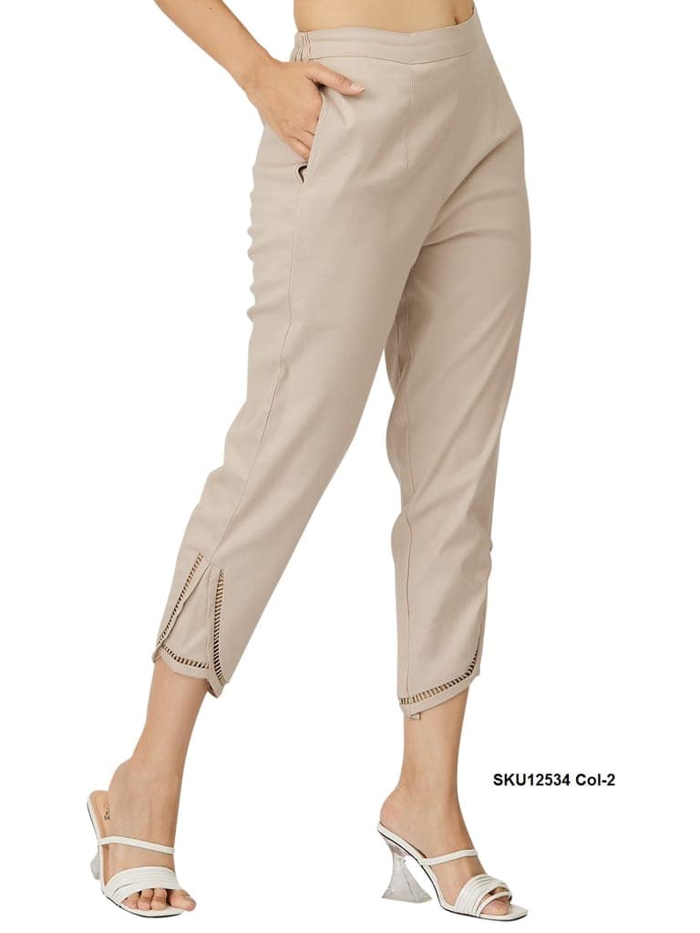 Women's Solid Ankle Length Cotton Trousers view 9