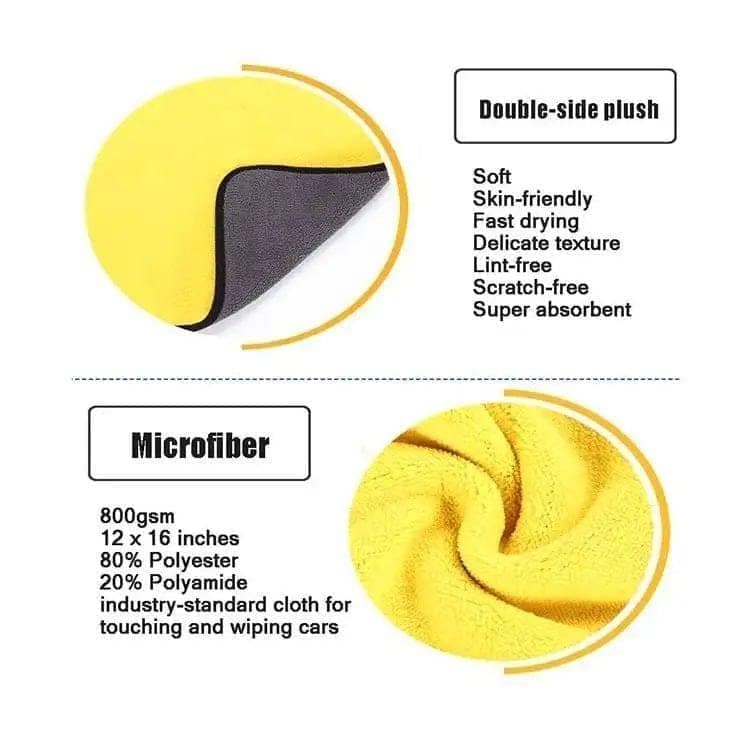 Microfiber Car Cleaning Towels, Extra Large Ultra Soft Car Wash Towels, Car Drying Towels, Polishing Towels for Cars, Trucks, Motorcycles, Windows, Mirrors- 1 pack view 3