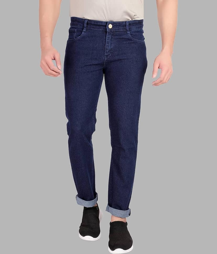 RAGZO Slim Fit Cuffed Hem Men's Jeans - Navy Blue ( Pack of 1 )