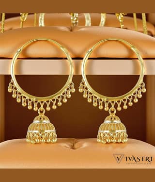 VIVASTRI Gold Jhumki Earrings ( Pack of 1 )