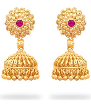 LUV FASHION Golden Jhumki Earrings ( Pack of 1 )