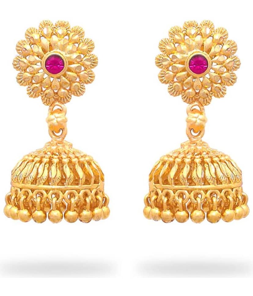 LUV FASHION Golden Jhumki Earrings ( Pack of 1 )