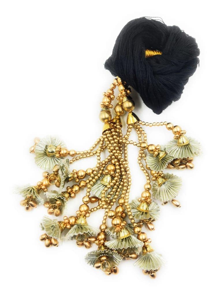 Light weight Heavy design Patiala Shahi Paranda/ Punjabi Parandi For Women Mirror work Golden & Black 1 piece view 8