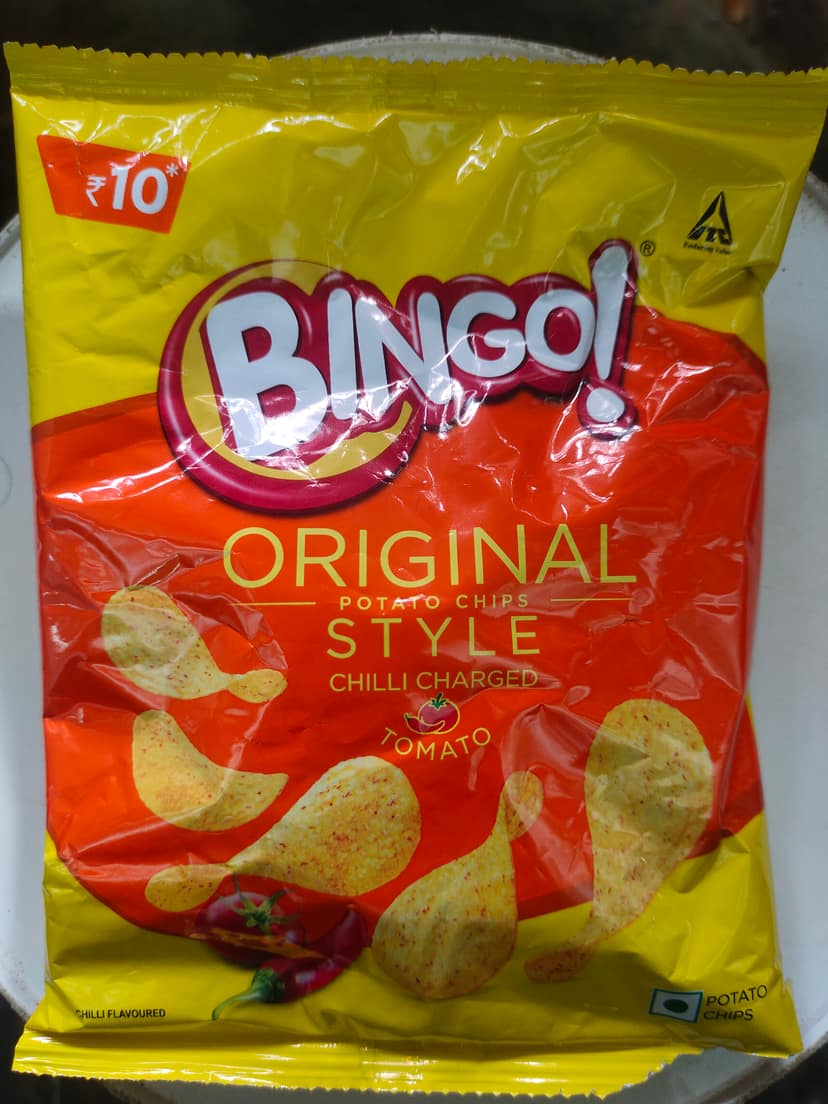Bingo original style potato chips chilli charged tomato