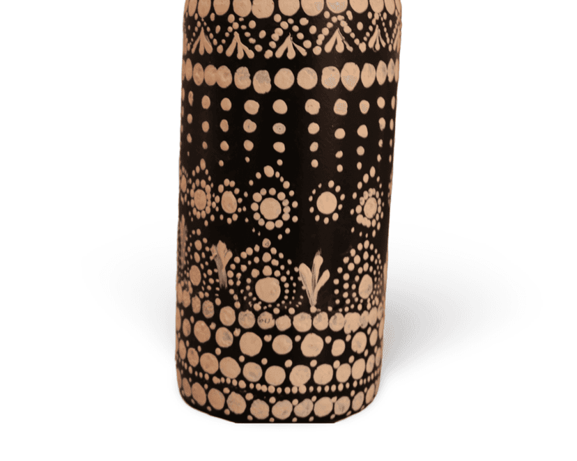Black and white hand painted decorative bottle view 2