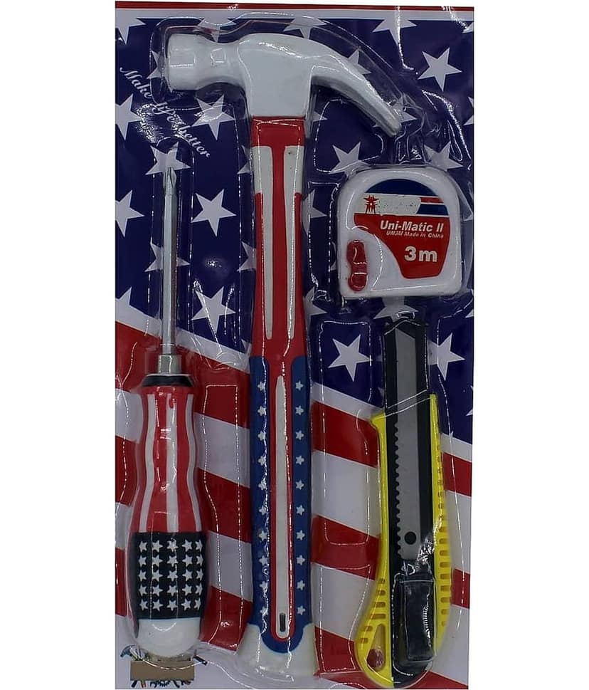 Saykhus 4pc Hand Tool Kit (Hammer,2 in1 Screwdriver,3 Mtr Measuring Tape & Cutter) view 2