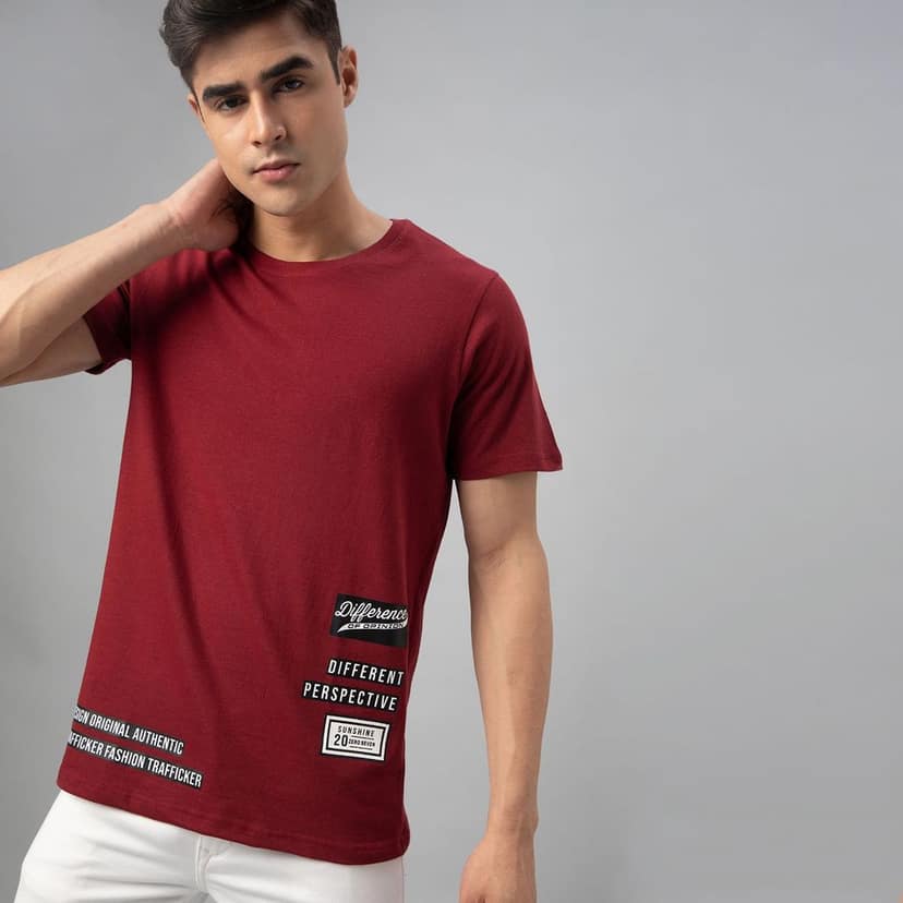 FTX Men Printed Round Neck Half Sleeve Tshirt view 3