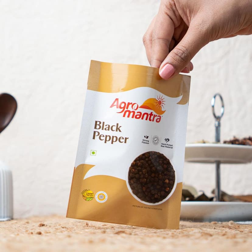 Agro Mantra Black Pepper | Sourced from Kerala | Robust Flavor & Intense Aroma | Perfect for Curries, Soups, Marinades & Chaat Masala | Vegetarian & Preservative-Safe view 5