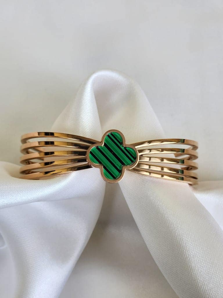 Green Clover Cuff Bracelet view 2
