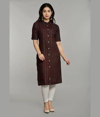 Glorious - Black Rayon Women's Front Slit Kurti ( Pack of 1 )