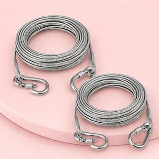 Flexible Steel Dori Rope with Screw-Lock Hooks for Indoor and Outdoor Multi-Use, 5 m, Set of 2