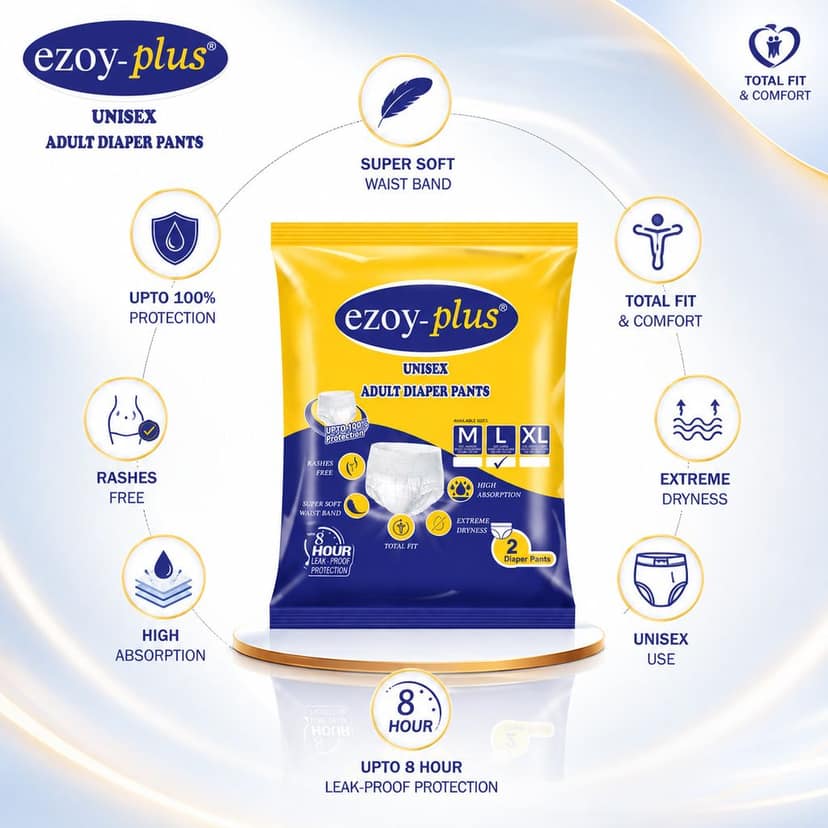 EzoyPlus Unisex Adult Diaper Pants L Size | High Absorption | Comfortable Pant Style Adult Diapers view 2