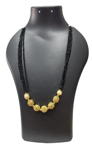 Black Beads Mangalsutra with Golden Beads for Women