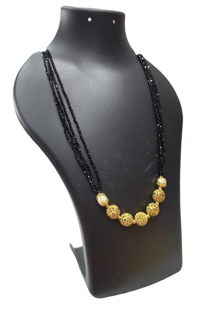 Black Beads Mangalsutra with Golden Beads for Women view 4