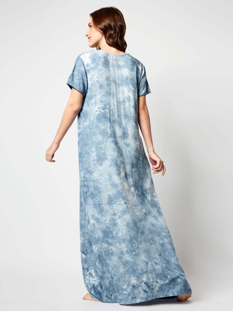 Zeyo Women Rayon Light Green Tie Dye Print Nighty view 4