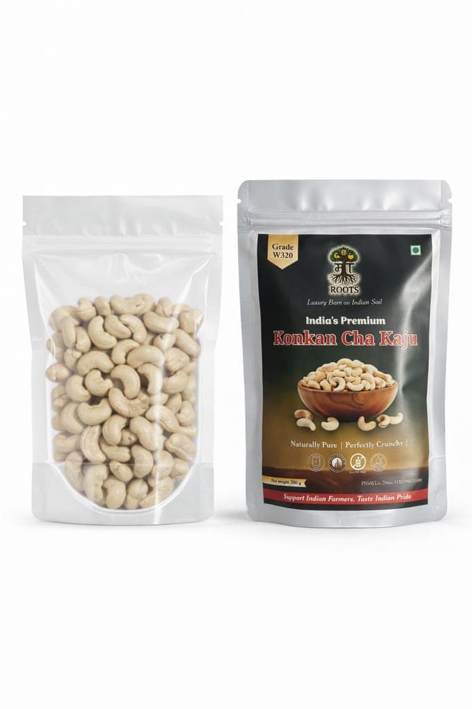 Maa Roots W320 Cashew Nuts 200g | Premium Whole Unroasted Kaju | Konkan Cashews | Natural Dry Fruits | High Protein, Fibre & Minerals | Healthy Snacks view 3