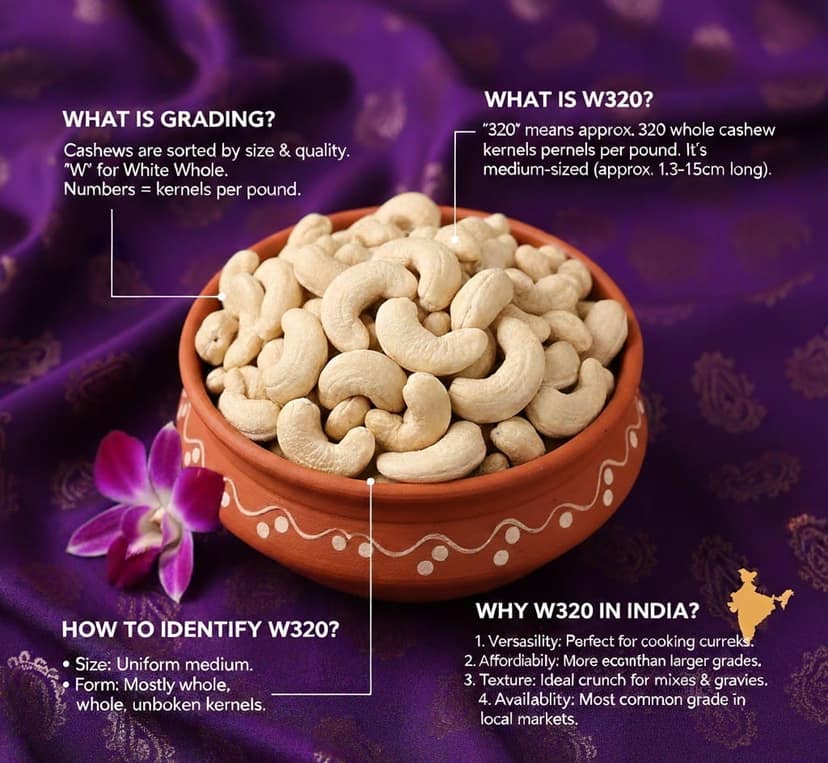 Maa Roots W320 Cashew Nuts 200g | Premium Whole Unroasted Kaju | Konkan Cashews | Natural Dry Fruits | High Protein, Fibre & Minerals | Healthy Snacks view 4