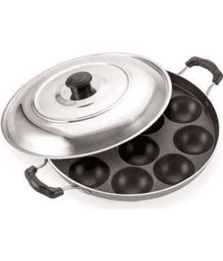 Visaxmi Non-Stick Stainless Steel Appam Patra Induction Bottom with Steel Lid 30 cm Diameter 0.5 Ltr