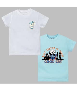 ETCHED DESIGN Pack of 2 Boys Cotton T-Shirt ( Multicolor )