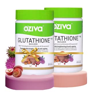 Oziva Plant Based Glutathione Builder, 60 Capsules| For Hydration, Skin Brightening & Powerful Antioxidant Activity With Skin Vitamins Grapeseed & Milk Thistle-Pack of 2