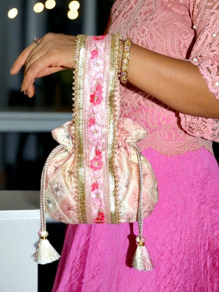 ART BY CHAITASI Embellished Designer Potli Bag with Protective Box, Handbag, Wristlets, Clutch for Women, Girls with Handmade Embroidery, Sequin, Beads Work for Parties, Weddings view 9
