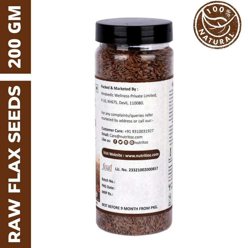 Nutritoz Natural Raw Flax Seeds naturally rich in Omega-3, Fiber, Calcium, Helps in Weight Loss or Management and Stronger Bones view 3