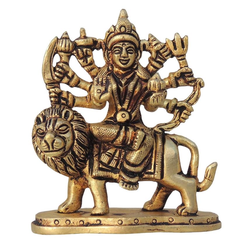 Brass Durga Ji Goddess Idol - Spiritual Home Temple Statue, Height : 3.5 Inch (BSMAS1445 E) view 2