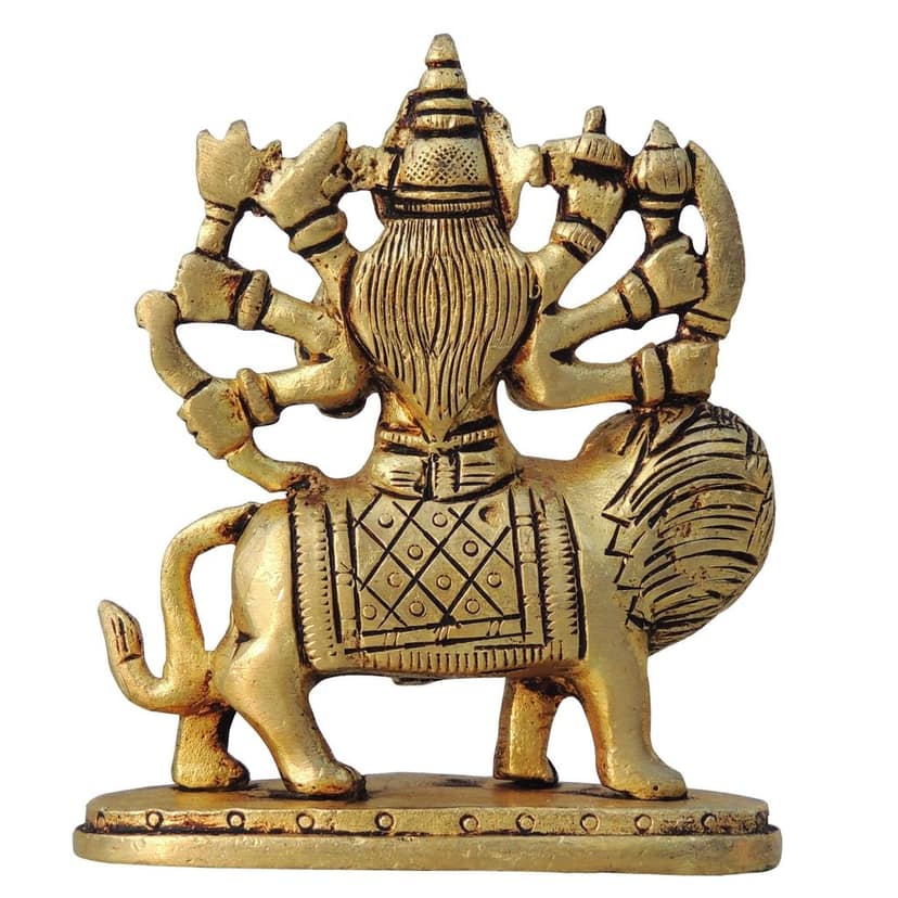 Brass Durga Ji Goddess Idol - Spiritual Home Temple Statue, Height : 3.5 Inch (BSMAS1445 E) view 3