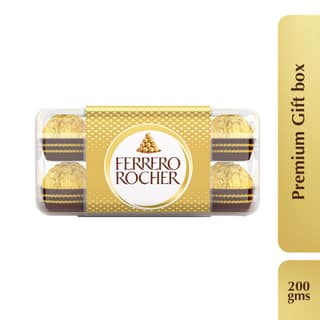 Ferrero Rocher, Exquisite Hazelnut And Milk Chocolate Premium Gift Box, 16 Pieces, 200 G