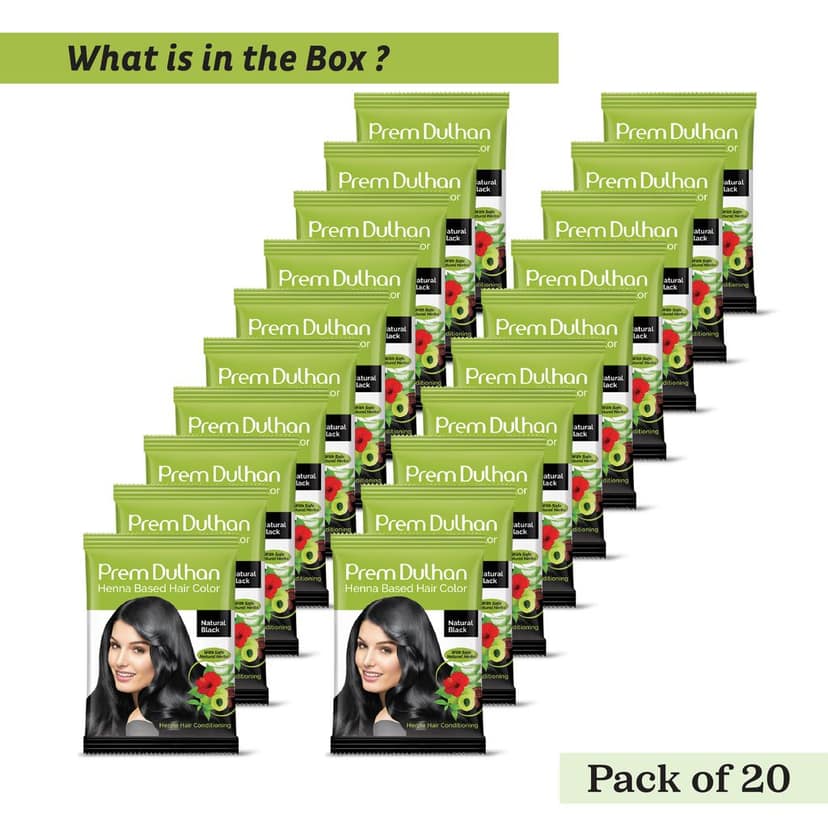 Prem Dulhan Natural Black Henna Based Hair Color 10 g view 3