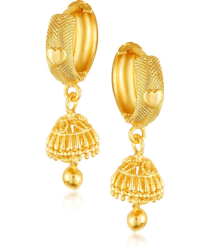 Vighnaharta Filigree work Gold Plated alloy Hoop Earring Clip on fancy drop Bali Earring for Women and Girls [VFJ1598ERG]