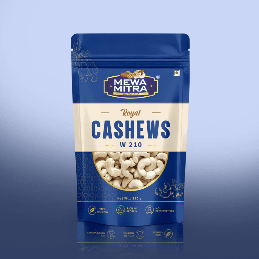 Mewa Mitra Prime Cashews W210 250g | Premium Jumbo Whole Kaju | Natural High Protein Dry Fruits
