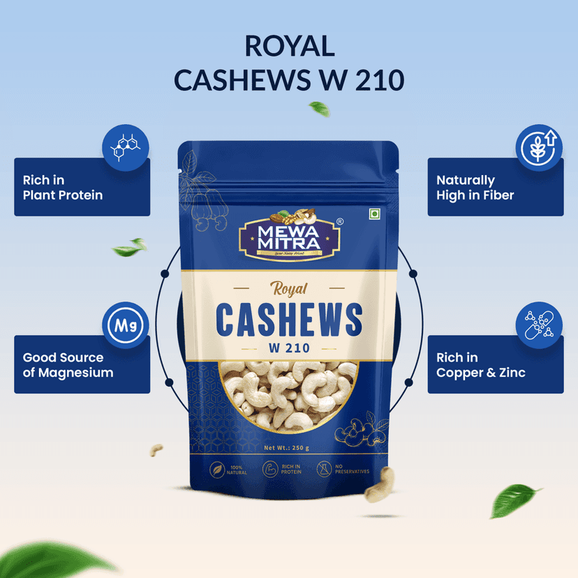 Mewa Mitra Prime Cashews W210 250g | Premium Jumbo Whole Kaju | Natural High Protein Dry Fruits view 3