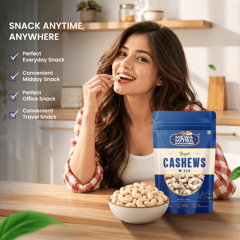 Mewa Mitra Prime Cashews W210 250g | Premium Jumbo Whole Kaju | Natural High Protein Dry Fruits view 4
