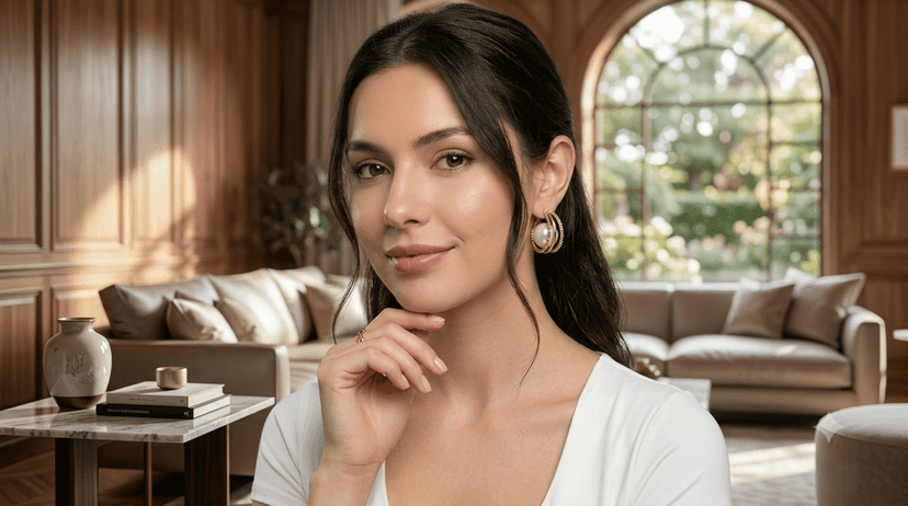 Gold Plated Multi-Layer Hoop Earrings with Large White Pearls view 3