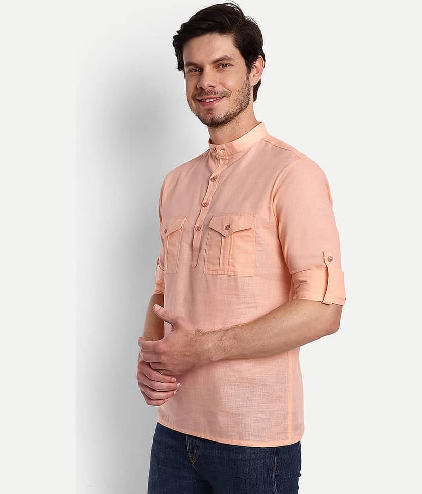 Vida Loca - Maroon Cotton Blend Men's Shirt Style Kurta ( Pack of 1 ) view 2